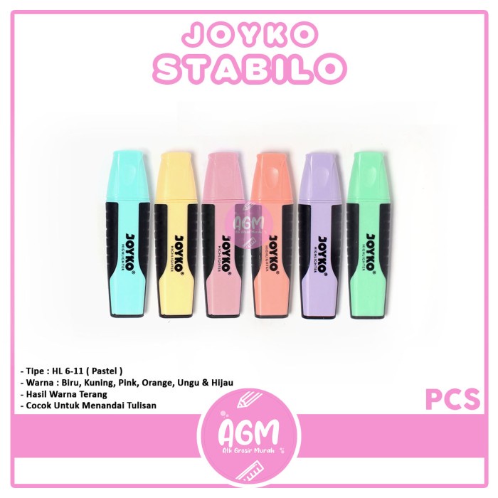 

JOYKO - Highlighter PASTEL Series atau Penanda Pastel Seri - Pcs