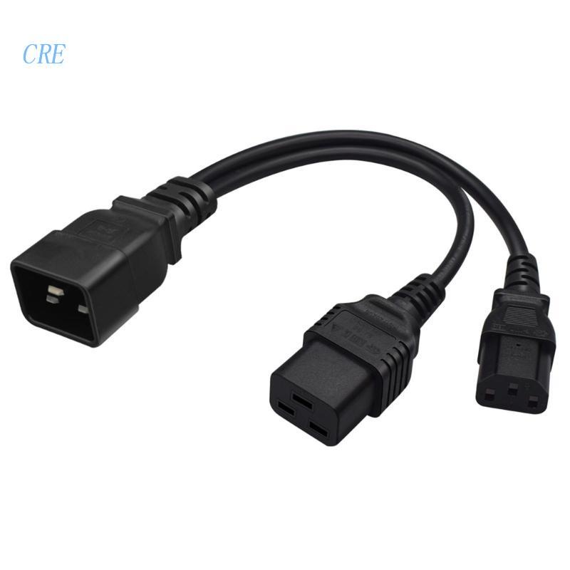 Cre C20 to C13+C19 Y Split Kabel Colokan Listrik Single IEC 320 C20 Male to C13+C19 Female Splitter Extension Adapter Kabel