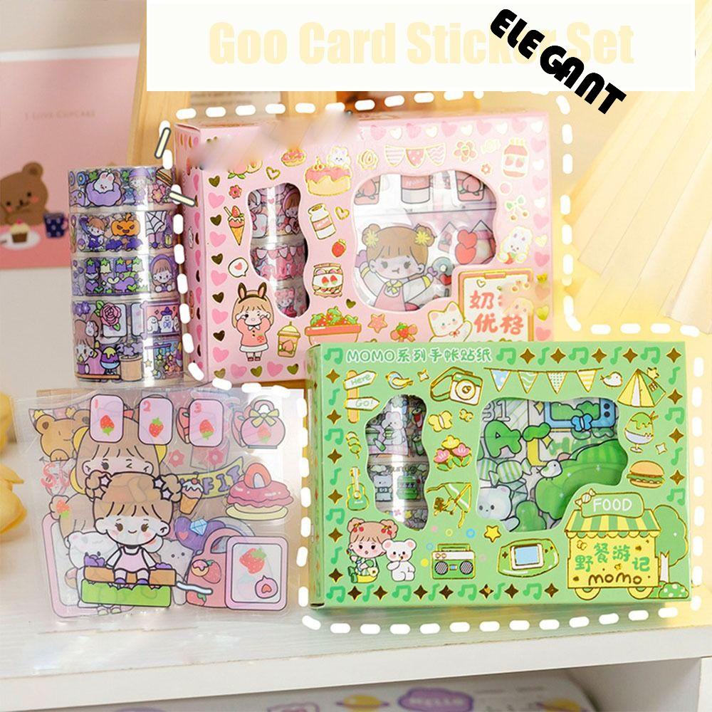 [Elegan] Kotak Goo Card Guka Sticker Set Kartun PVC Scrapbooking Siswa Tangan Akun Goo Card Stiker DIY Jurnal Stiker