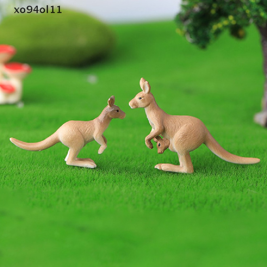 Xo 1set Patung Kangaroo Model Hewan Pemandangan Mikro Dekorasi Rumah Miniatur OL