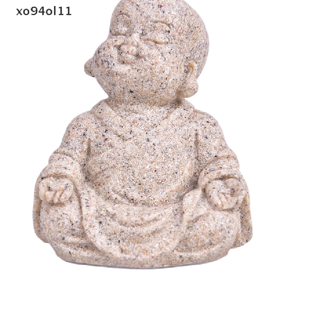 Patung Monk Kecil XO Patung Buddha Batu Pasir Fengshui Patung Dekorasi Rumah OL