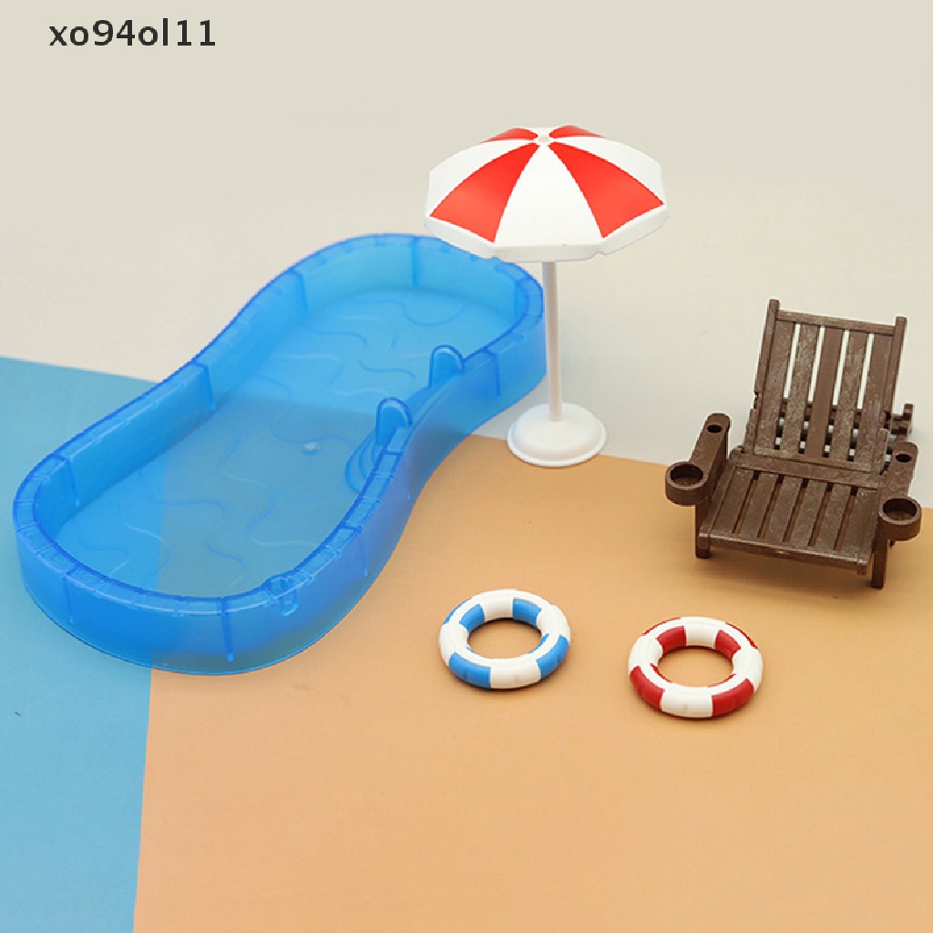 Xo Boneka Rumah Simulasi Lucu Mini Kolam Renang Lingkaran Pantai Kursi set OL
