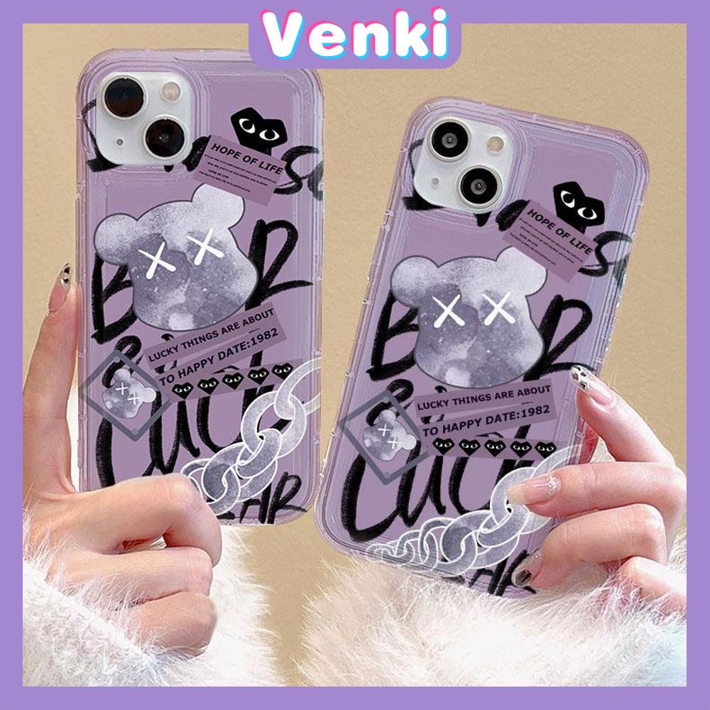 Case For iPhone 14 Pro Max Soft TPU Jelly Airbag Case Creative Purple Bear Camera Protection Shockproof For iPhone 14 13 12 11 Plus Pro Max 7 Plus X XR