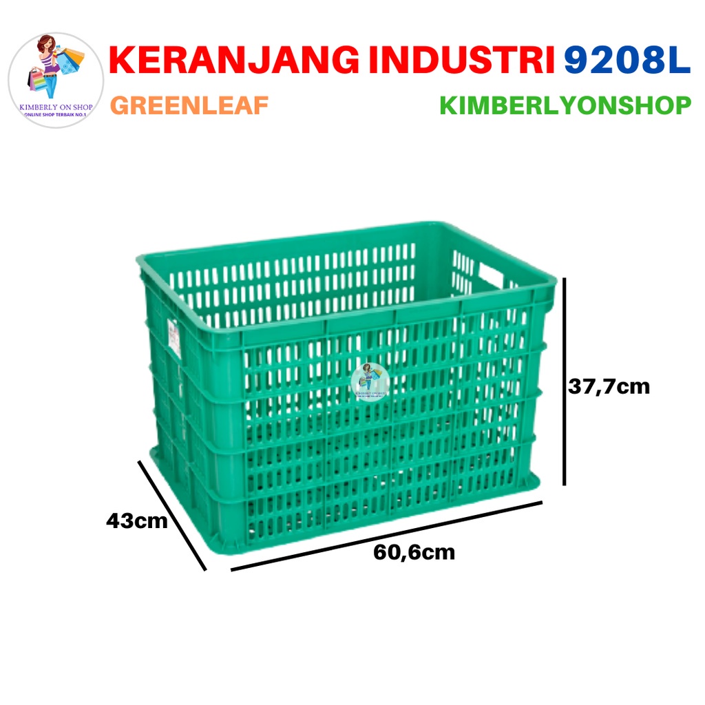 Keranjang Industri Container Serbaguna Lubang 9208 L Green Leaf