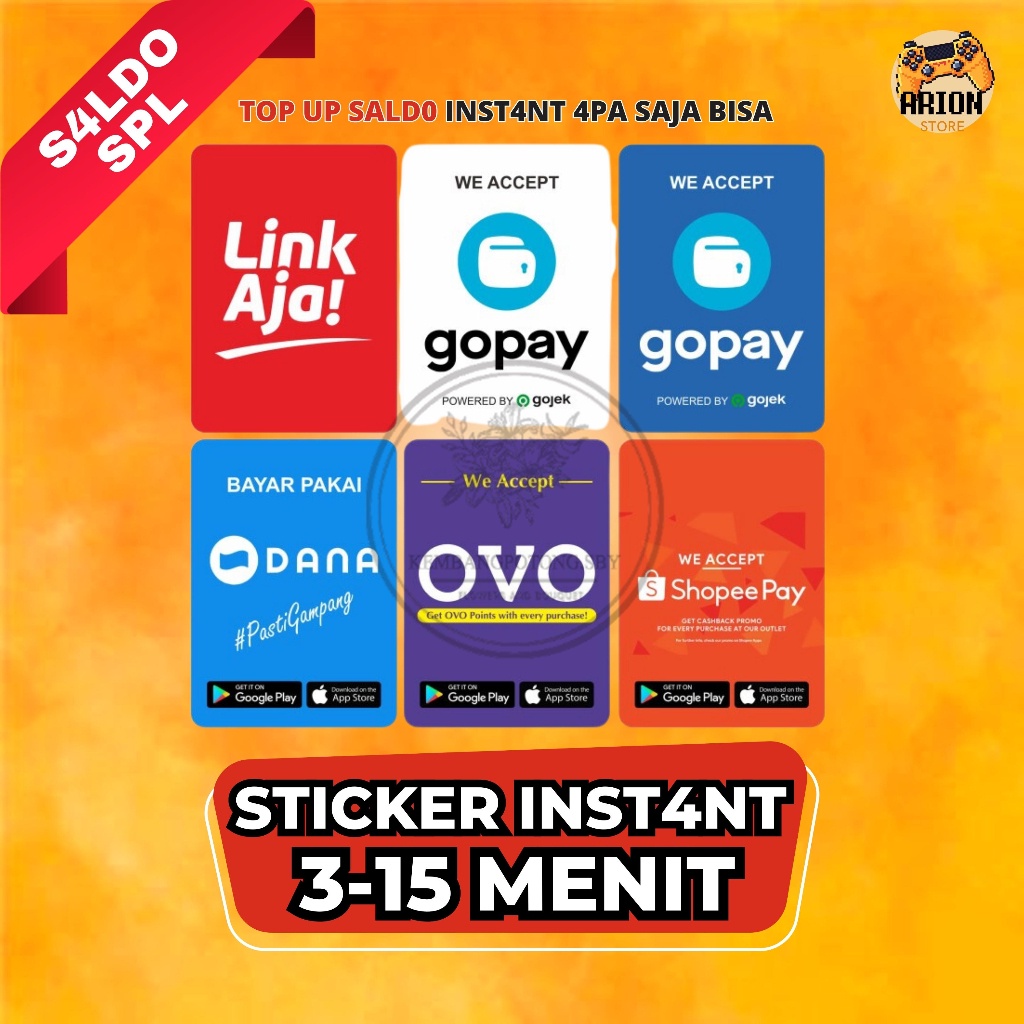 

Stiker E-Wallet Dana Ovo Gopay Instant