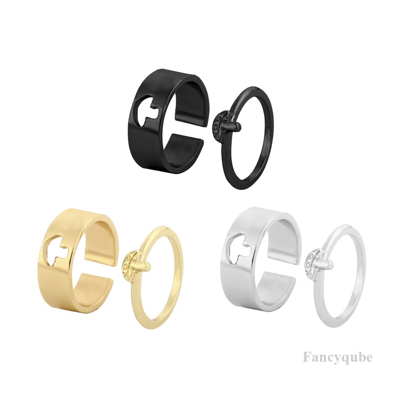 Lucu Jamur Pasangan Cincin Untuk Wanita Pria Trendi Vintage Terbuka Cincin Set Pertunangan Pesta Pernikahan Perhiasan Hadiah Punk Hip Hop