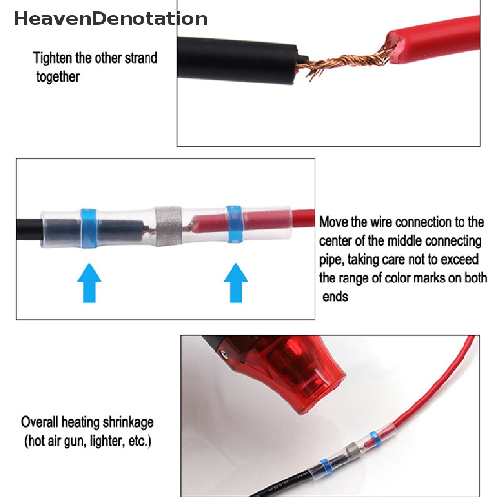 [HeavenDenotation] 50pcs Heat Shrink Solder Sleeve Tahan Air Seal Wire Splice Connector Tube Kit HDV