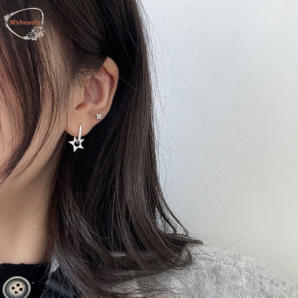 Mxbeauty Wanita Anting Hoop Elegan Geometris Hiphop Bintang Berongga Keluar Pendent Stud Earrings