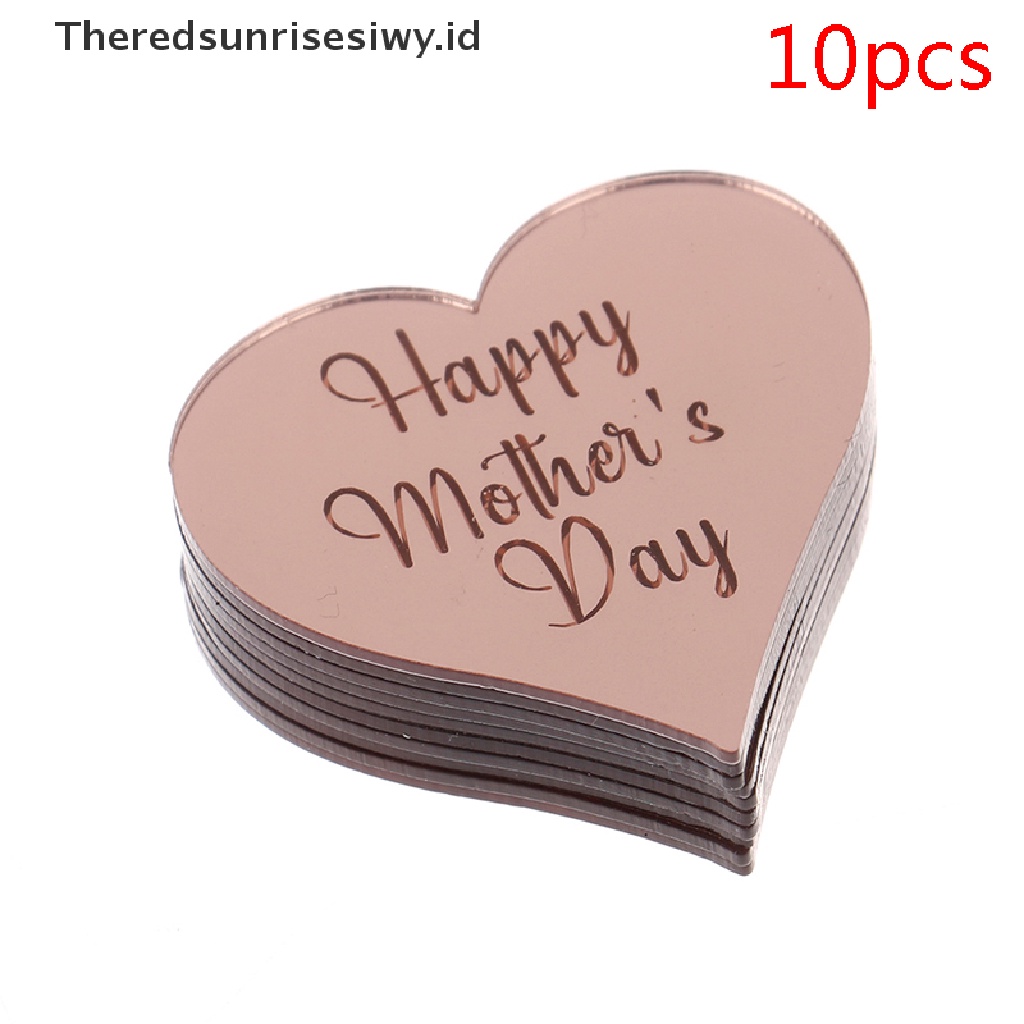 # Kado Mom &amp; PAPA DIY # 10pcs Topper Cupcake Happy Mother's Day Bahan Akrilik Emas Topper Kue Untuk Ulang Tahun~