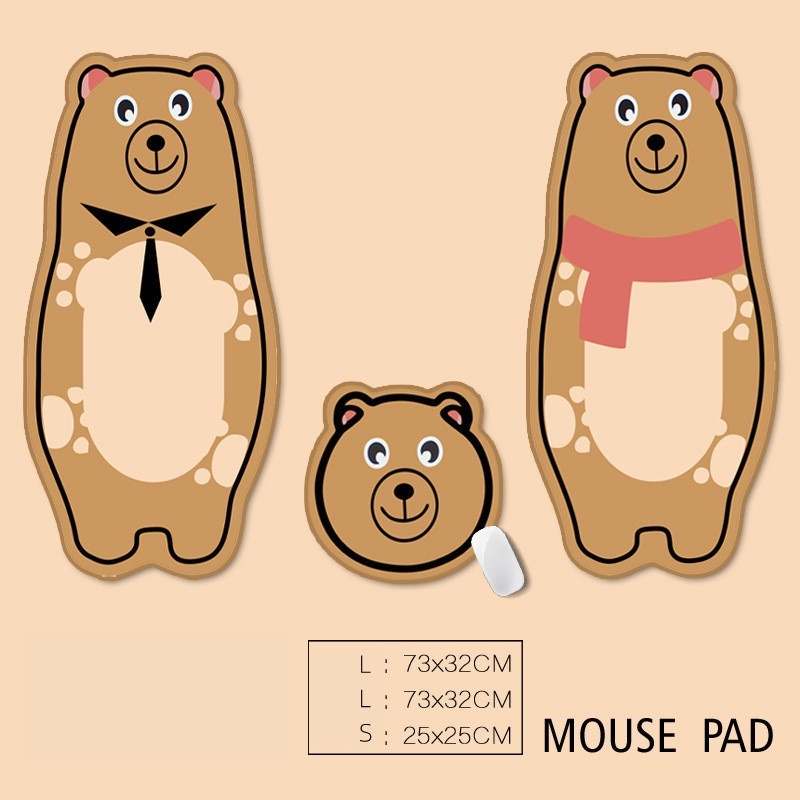 Brown Bear Family Mouse Pad Scarf Bear Mouse Pad Dasi Kupu Beruang Mouse Pad Kartun Hewan Mouse Pad Oversized Mouse Pad