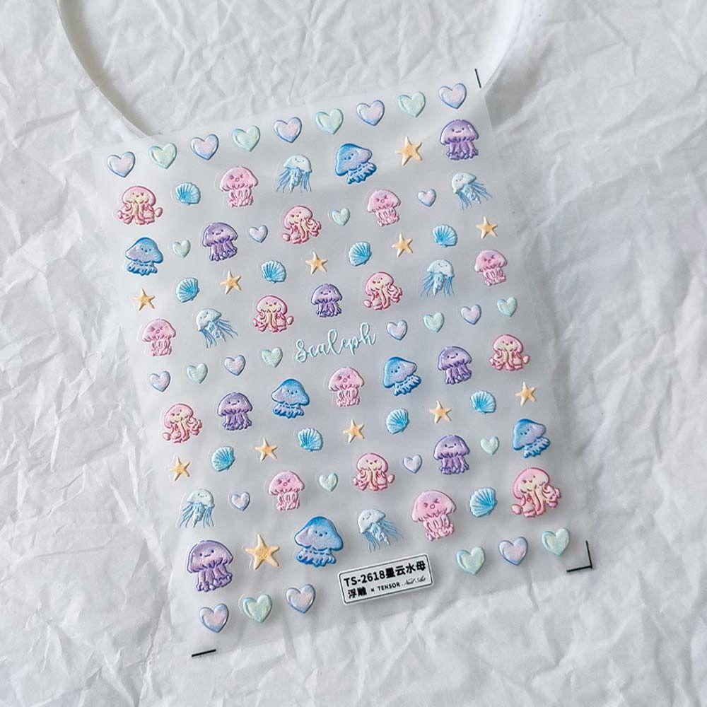 Mxbeauty Kartun Stiker Kuku Wanita Jepang Ubur Ubur Kuromi Love Hati Beruang Hiasan Kuku