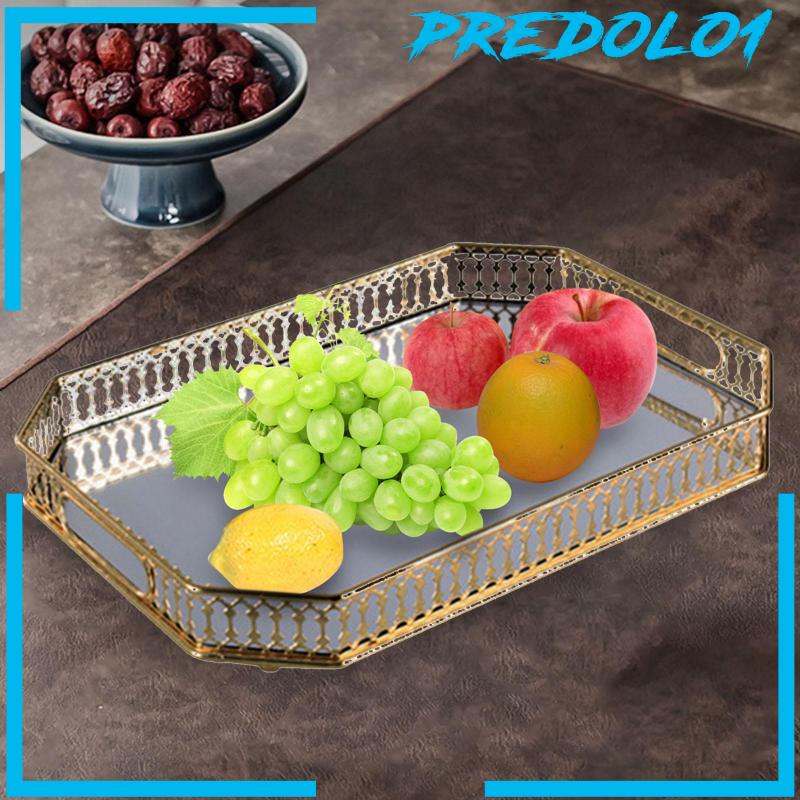 [Predolo1] Nampan Saji Cermin Piring Buah Mirrored Tray Untuk Vanity Untuk Makanan Snack Kue