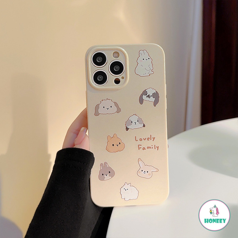 IPHONE Casing Ponsel Kartun Kartun Anak Anjing Kelinci Kucing Bunny Friends Lucu Untuk Iphone14 13 12 11 Pro Max14 Plus Case Kawaii Sweet Gloss Soft Cover