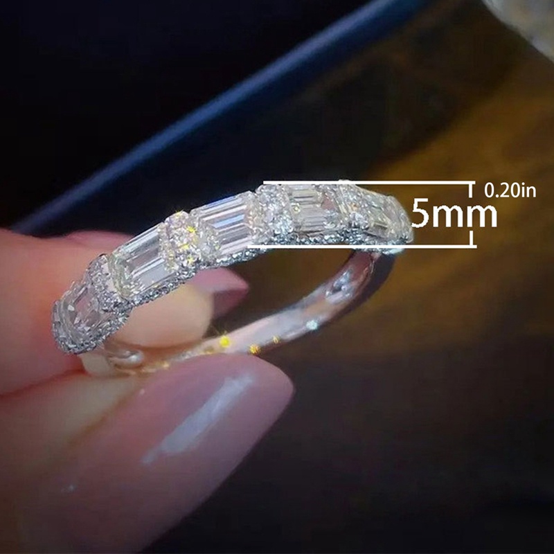 Sparkling Square Cubic Zirconia Cincin Untuk Wanita Indah Pengantin Akad Pernikahan Pesta Rings Fashion Dikontrak Perhiasan