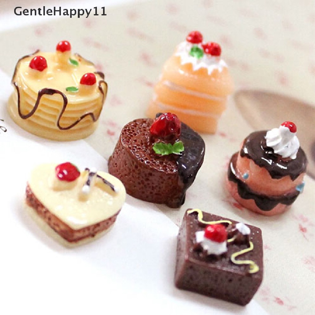 Gentlehappy 5Pcs Simulasi Kue Coklat Miniatur Makanan Rumah Boneka Aksesoris Mainan id