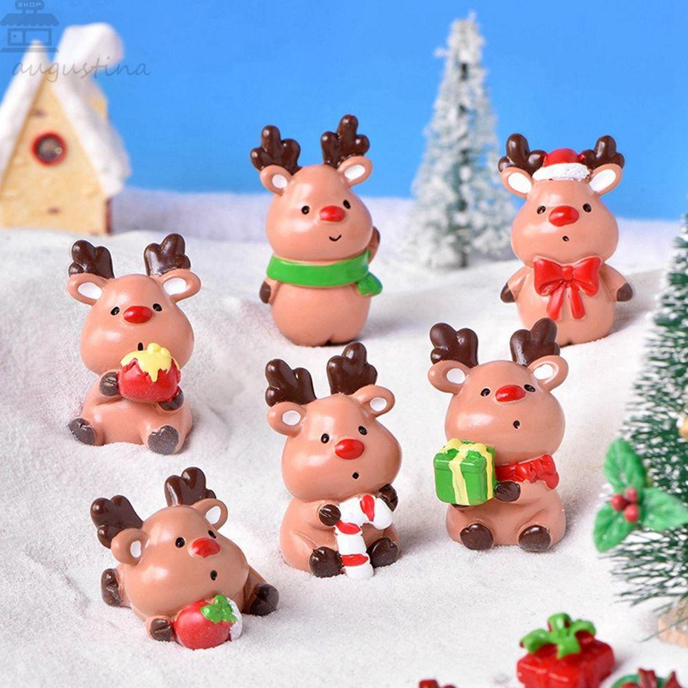 Augustina Elk Decoration Dekorasi Liburan Lucu Elk Series Patung Resin Perlengkapan Dekorasi Dekor Natal