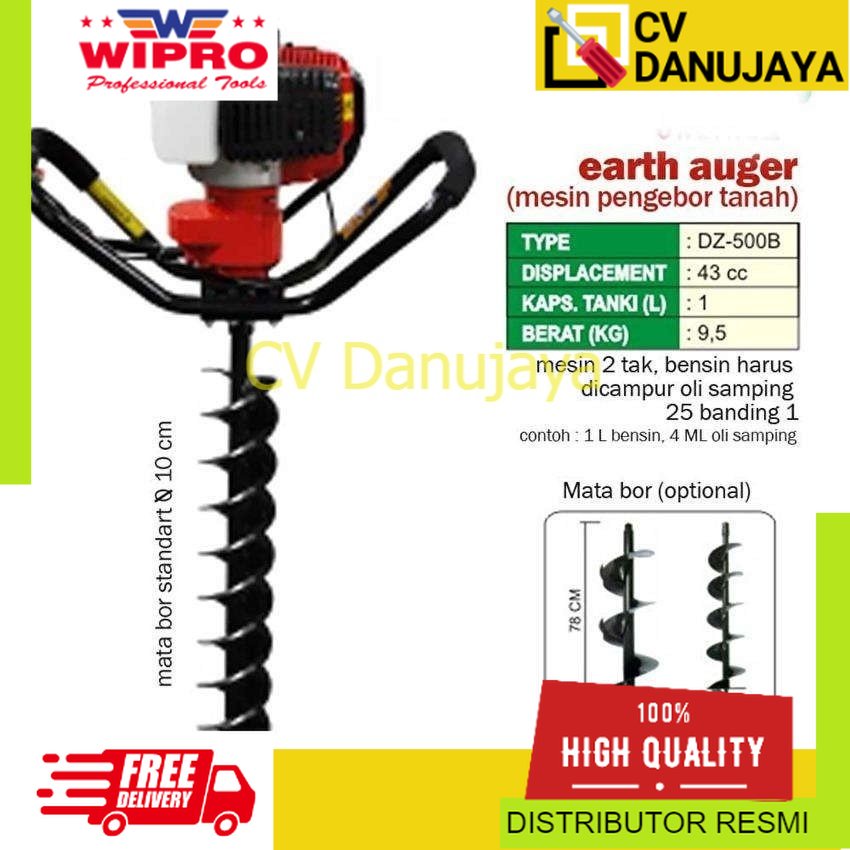 WIPRO W6580 MESIN BOR TANAH - EARTH AUGER - BOR BIOPORI SUMUR