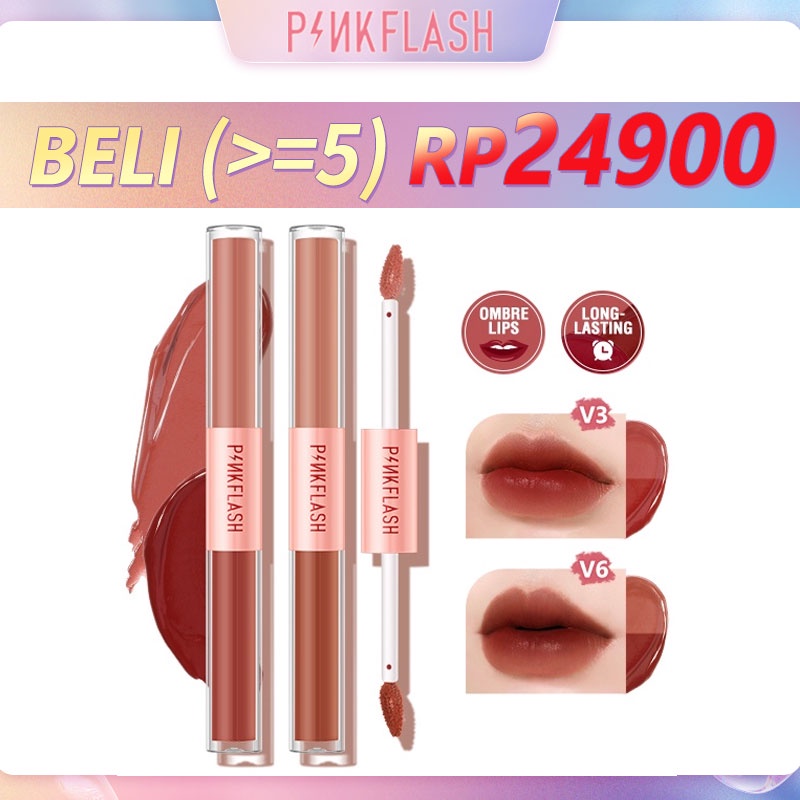 PINKFLASH 2 In 1 Misty Velvet Lip Tint Dual-ended Liquid Matte Lipstick Velvet Tint High Pigment Lasting