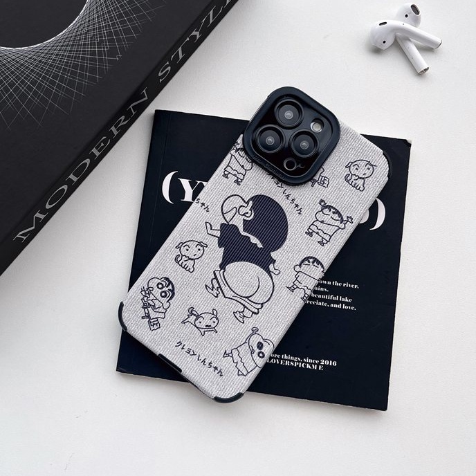 So Cute Gray Grey Winnie Bear Leather Soft Case iP iPhone 7 8 Plus SE 2020 X XR XS Max 11 12 13 14 Pro Max 14 Plus Camera Protect Cartoon Anime Crayon Shin-chan