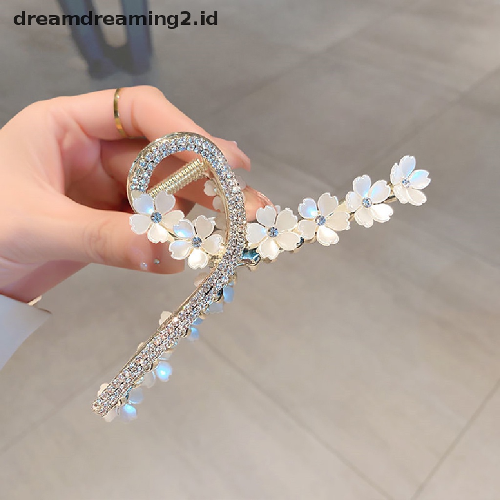 (dream) Korea Murni Buatan Tangan Mutiara Bunga Jepit Rambut Menggenggam Klip Belakang Kepala Rambut Menggenggam Klip Aksesoris Rambut Perempuan Hiu Klip//