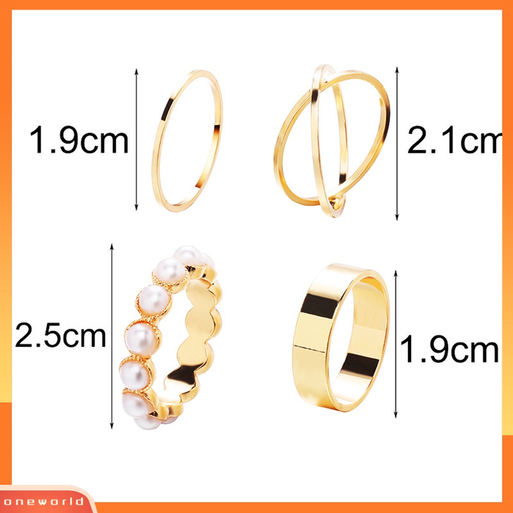 [EONE] 4pcs Cincin Kawin Eye-catching Shiny Dress Up Tahan Lama Indah Terang Kilau Cincin Untuk Pesta