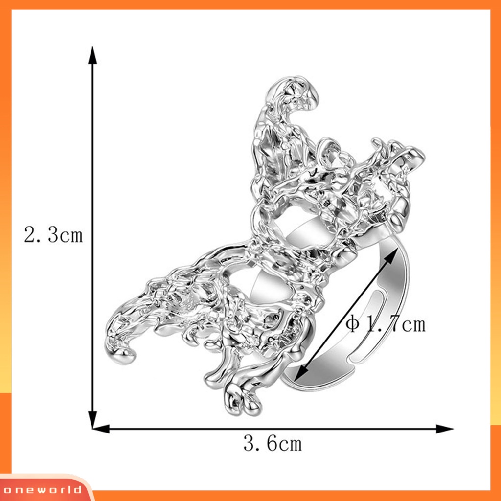 [EONE] Wanita Cincin Adjustable Opening Design Temperamen All-match Anti Luntur Dekorasi Aksesoris Tangan Bersinar Kupu-Kupu Jari Cincin Perhiasan Pesta Untuk Pacaran