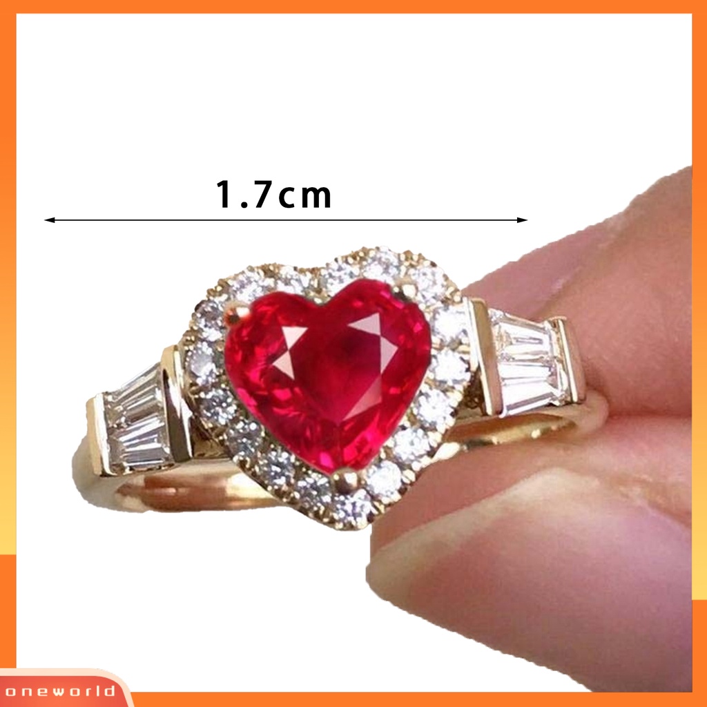 [EONE] Cincin Kawin Cantik Electroplating Retro Hadiah Golden Love Hati Berlian Imitasi Jari Cincin Fashion Perhiasan