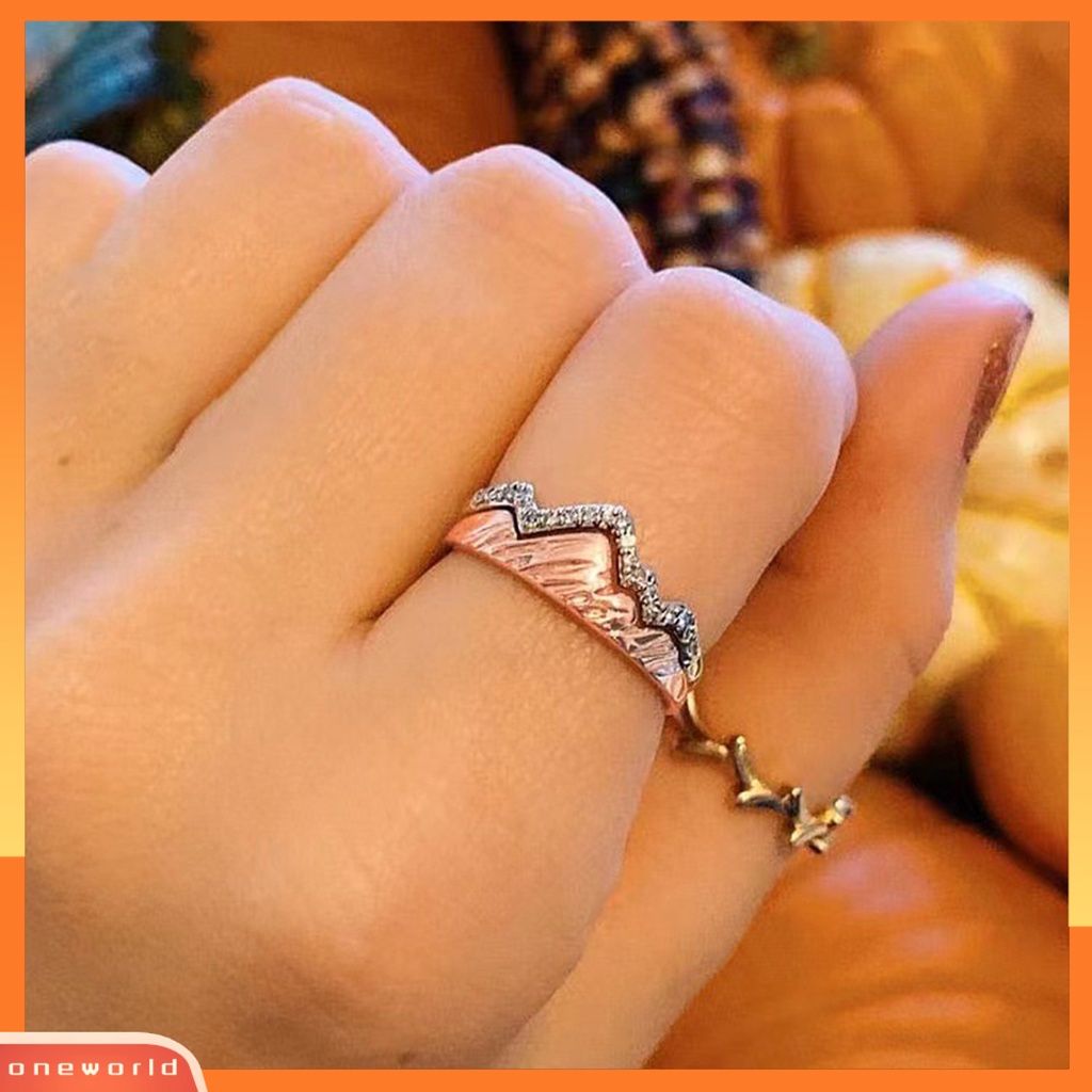 [EONE] Cincin Jari Dapat Ditumpuk Berlian Imitasi Bertatahkan Kepribadian Indah Geometris Dress Up Hypoallergenic Halus Wanita Gunung Cincin Perhiasan Aksesoris