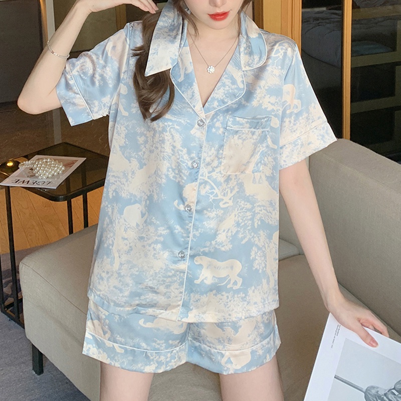 2023 new Korean short -sleeved top+shorts pajama set/piyama wanita