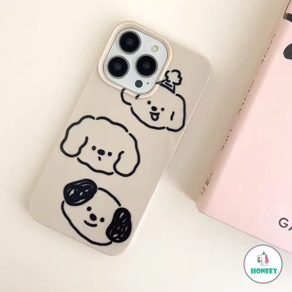 IPHONE Simple Lines Puppy Case Kompatibel Untuk Iphone11 12 13 14 Pro Max 12 Pro Lembut Shockproof Graffiti Hewan Pelindung Cover