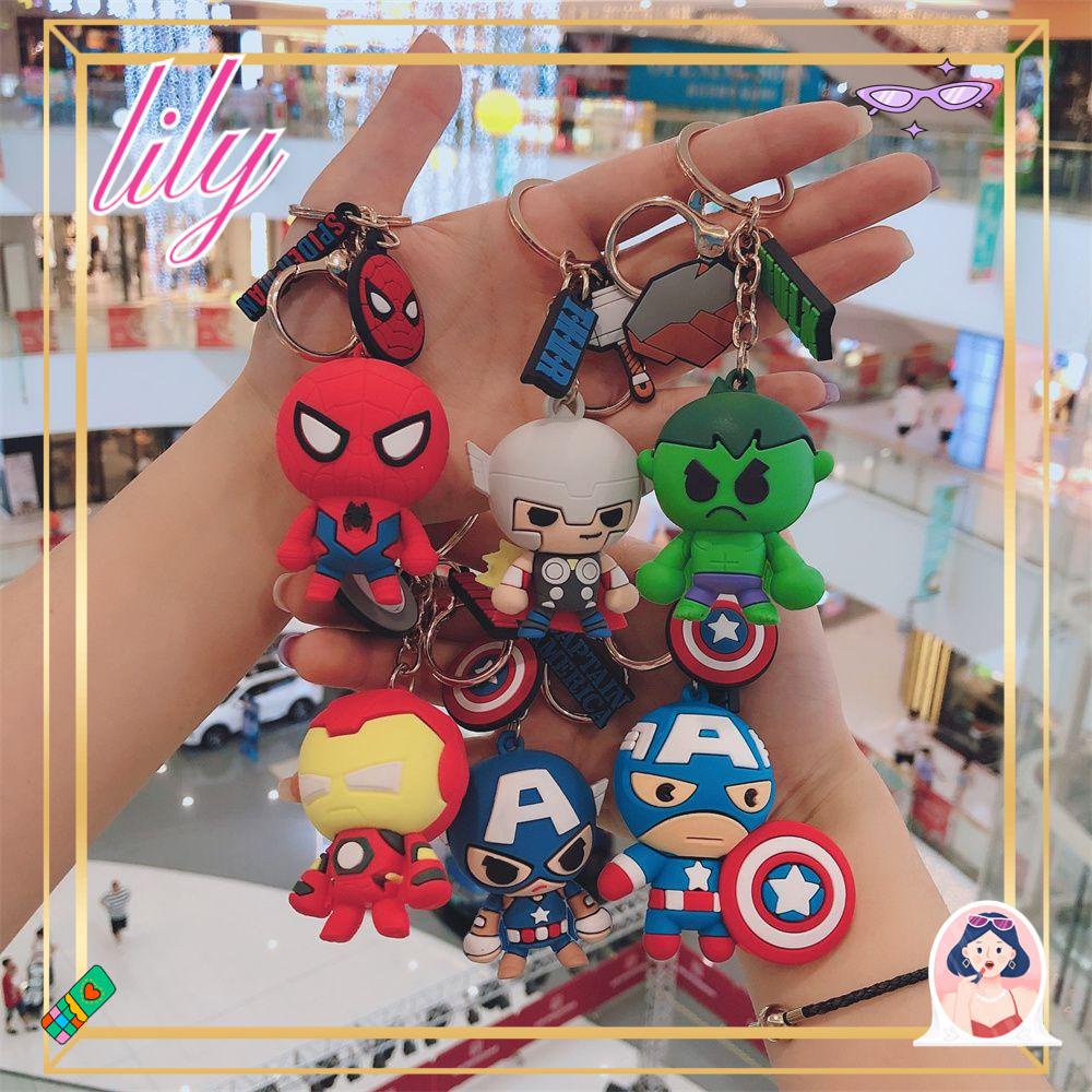 Lily Lem Tetes Gantungan Kunci Iron Man Spider-Man Karakter Kartun Cartoon Captain