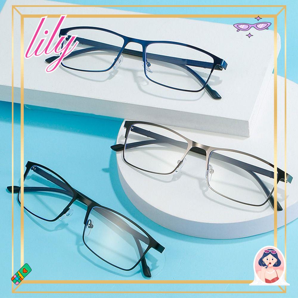 Lily Kacamata Myopia Wanita Pria Full Frame Metal Square Blue Light Blocking