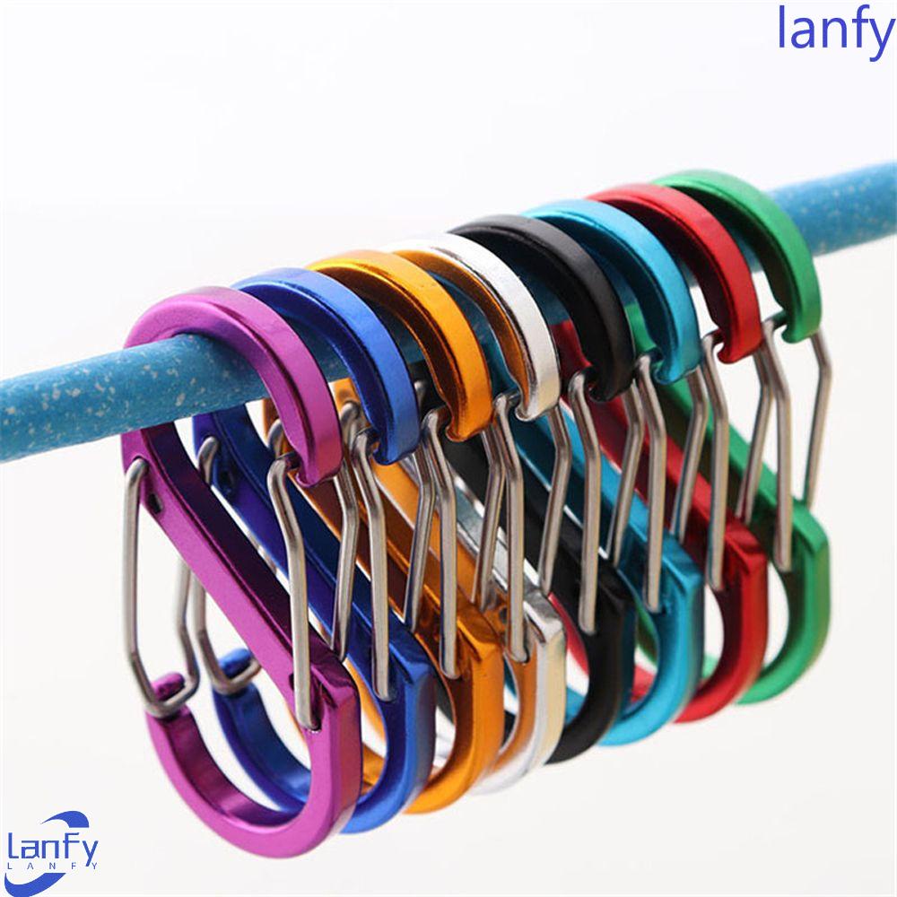 Lanfy Carabiner Berbentuk S Warna Acak Hiking Outdoor Tools Gesper Pengaman Serbaguna Aluminium Alloy Penguncian Cincin