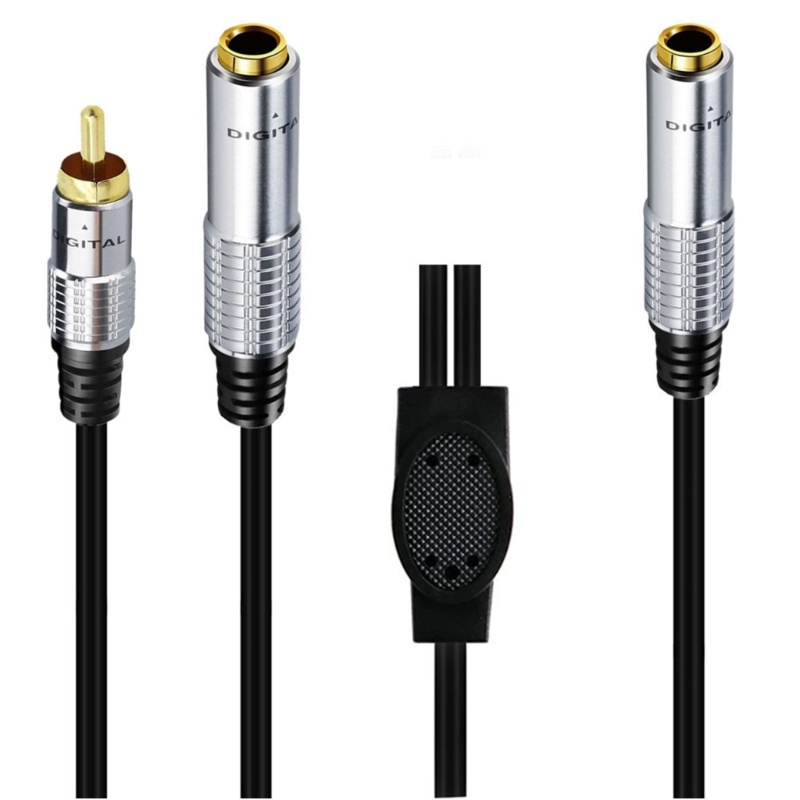 Cre 1per4 &quot;Female to RCA Male+1Per4Female Cord RCA Extension Cable Y Splitter Suara Excellet Kabel Ekstensi Stereo Kawat