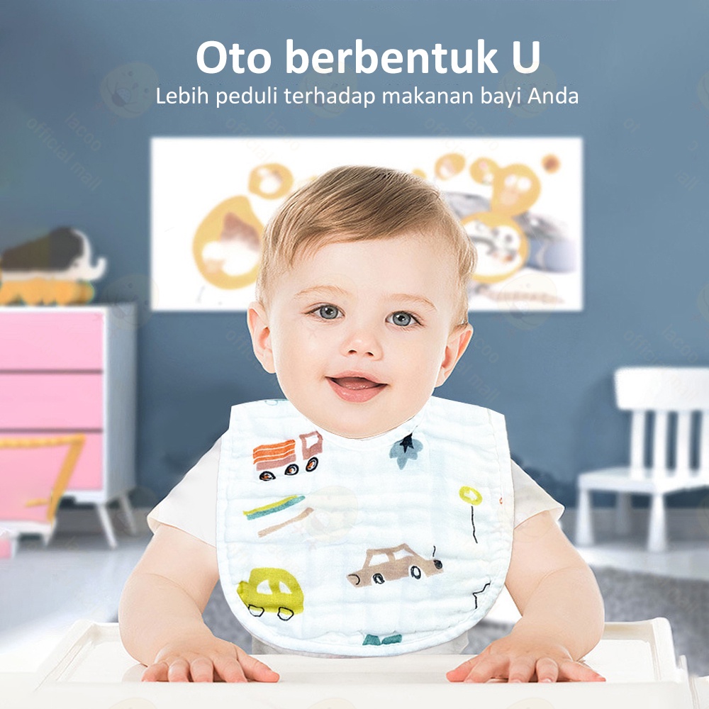 Lacoo Celemek bayi kartun Slabber bayi bentuk U Bib bayi 8 lapis