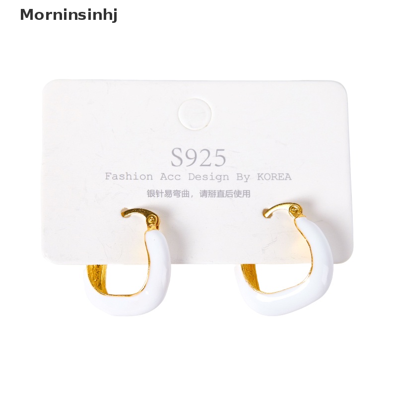 Mornin 1pasang Anting Lingkaran Wanita Desain Elegan Anting Perancis Vintage Perhiasan Hijau Korea Alloy Earrings id