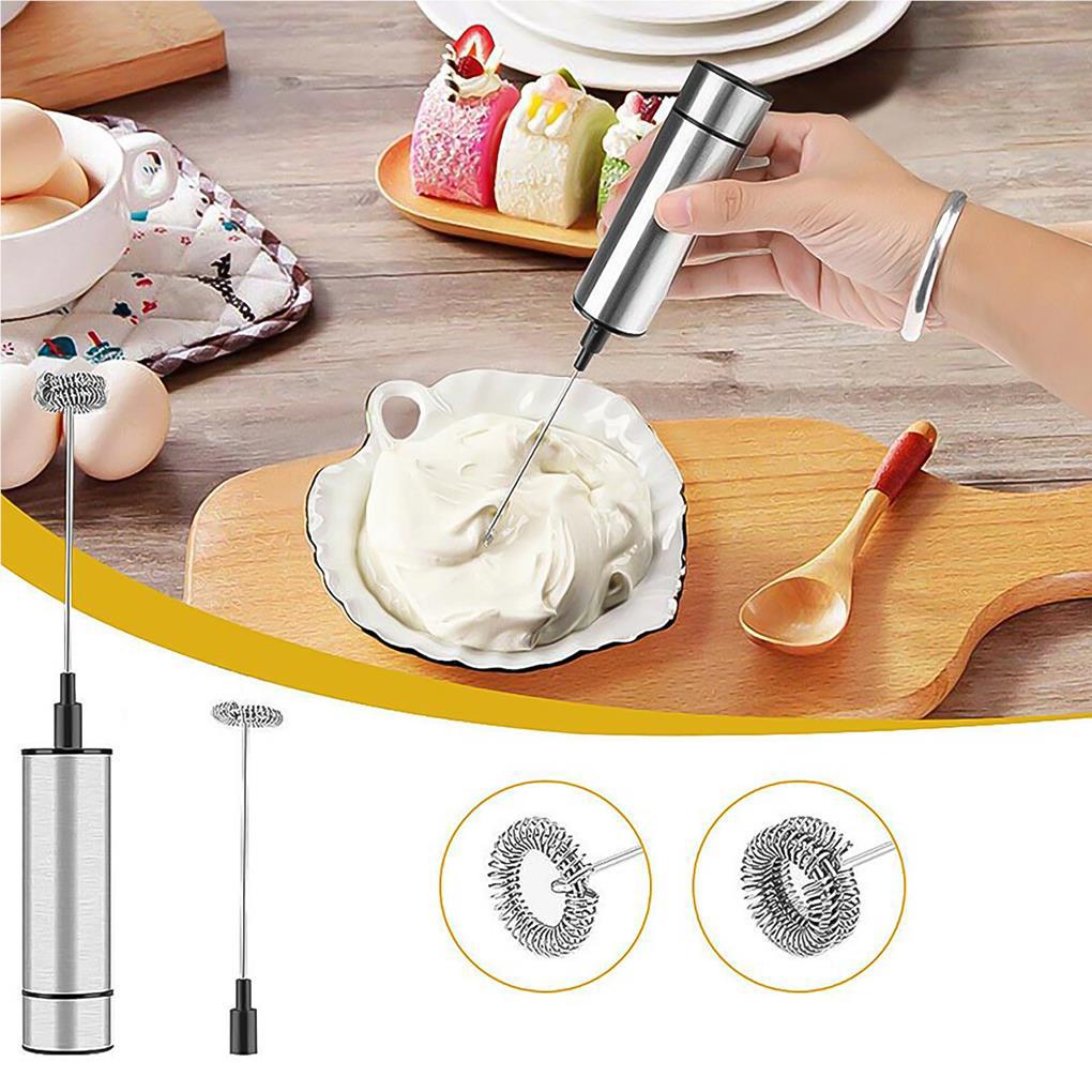 Pecut Stainless Steel Kocokan Kopi Elektrik Dengan Per Spring Froth Milk Foam Whisk Double Hair Dispenser Button Single Milk One-touch Head Untuk Masak Dapur