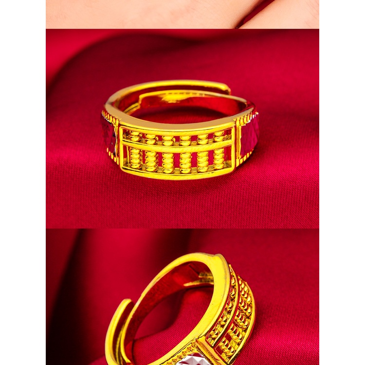 Goldkingdom Fashion Perhiasan Aksesoris Ready Stock Pria Sempoa Cincin Ganda Emas Dan Perak Agresif Adjustable Ring