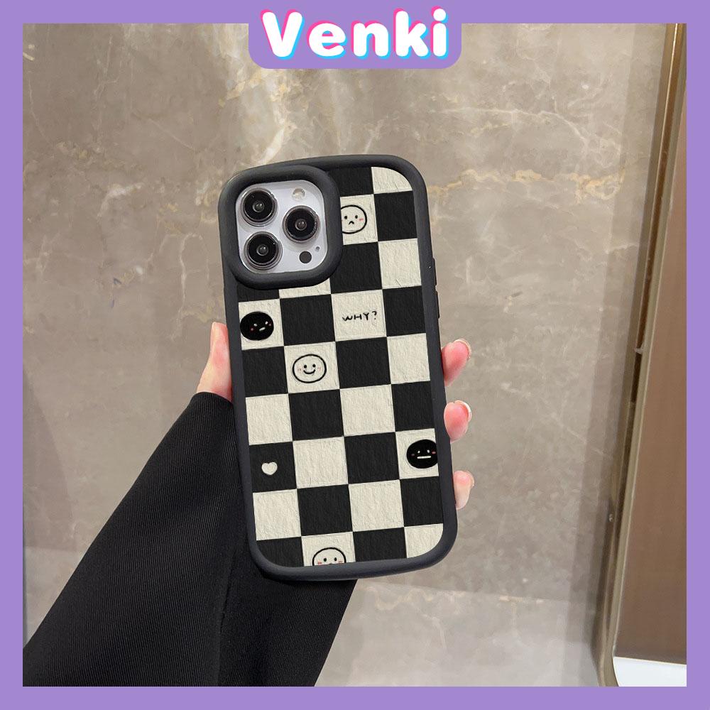 VENKI- For iPhone 11 iPhone Case Matte TPU Soft Case Black Beige Shockproof Protection Camera Smiley Chess Board Compatible with iPhone 14 13 Pro max 12 Pro Max 11 xr xs max 7Plus