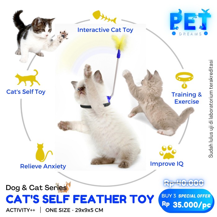 MAINAN KUCING TONGKAT MULTIFUNGSI - CAT'S SELF EXALTATION STICK TOY