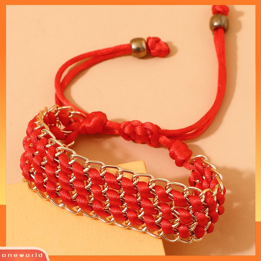 [EONE] Gelang Fashion Desain Kepang Geometris Artistik Merah Gelang Pasangan Untuk Dekorasi