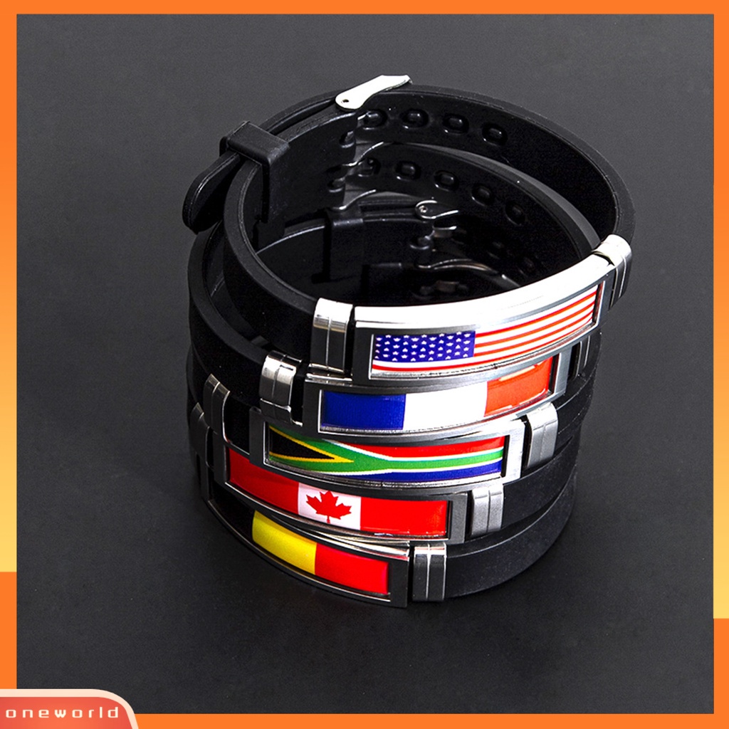 [EONE] Gelang Silikon Adjustable Geometris Patriotic Commemorative Nyaman Dekorasi Piala Dunia Stainless Steel Pria Wanita Bendera Gelang Fashion Perhiasan Untuk Pemandangan Permainan