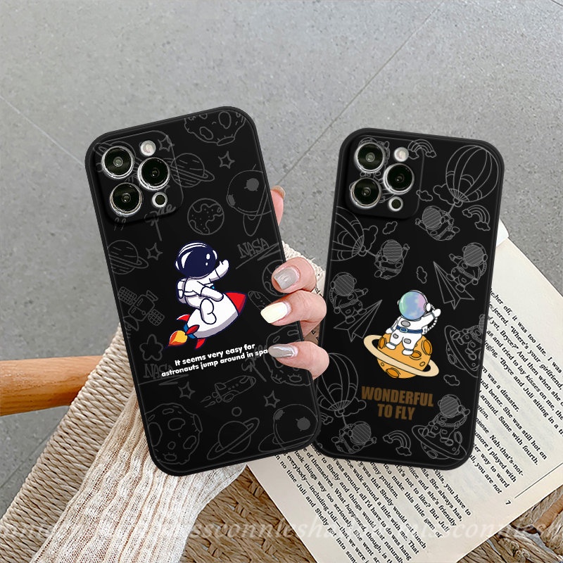 Case Untuk Redmi 12C 9 10 9T 9A A1 9C Nfc Redmi Note12 10 11 10s 9 8 10Pro 10 Pro Poco X5 X3 Pro Nfc M4 M5 M3 Pro F4 F3 Mi 12 11 Lite Lucu NASA Luar Angkasa Sarung Motif Samping Astronot