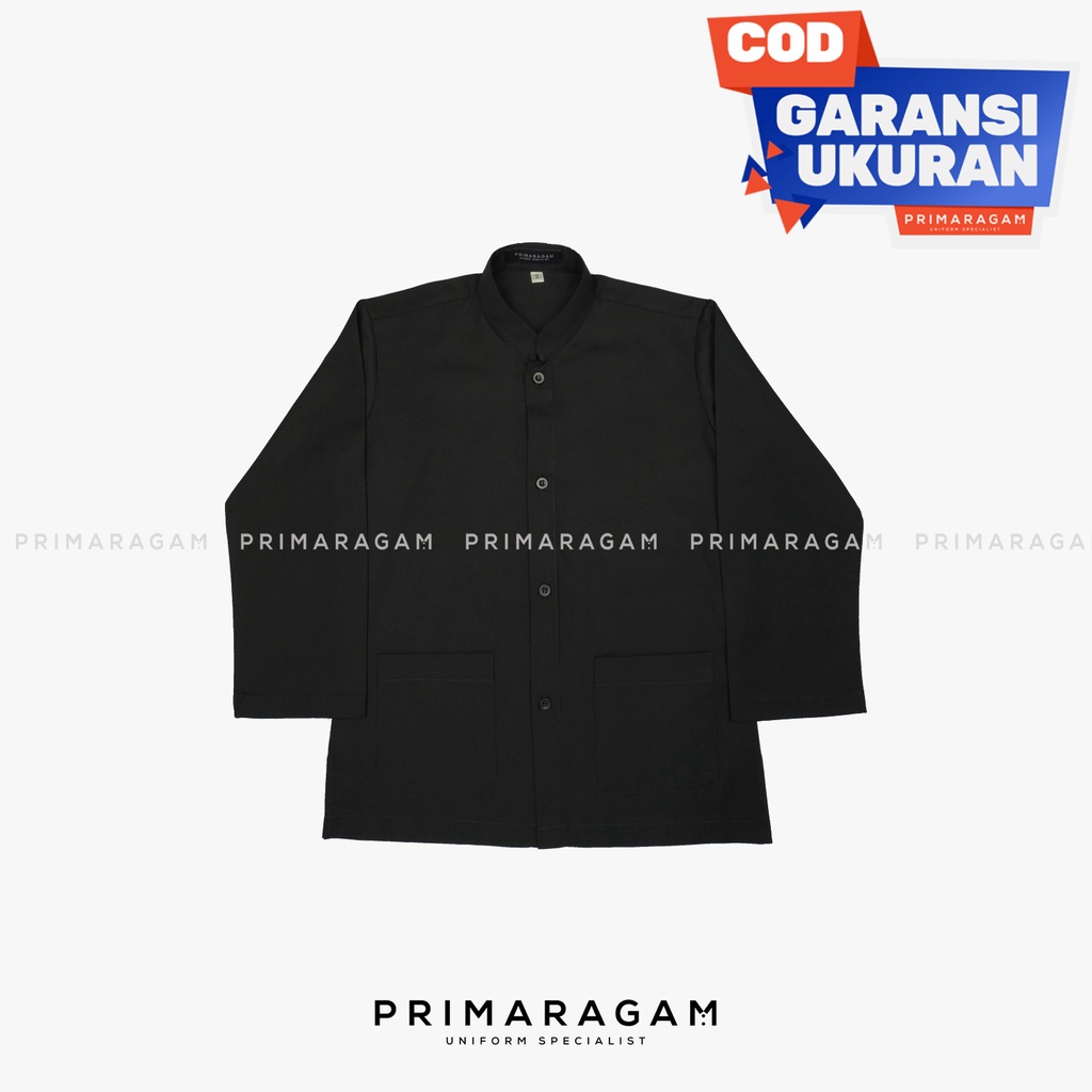 Baju kemeja pangsi anak tk sd adat sunda koko hitam polos lengan tangan panjang