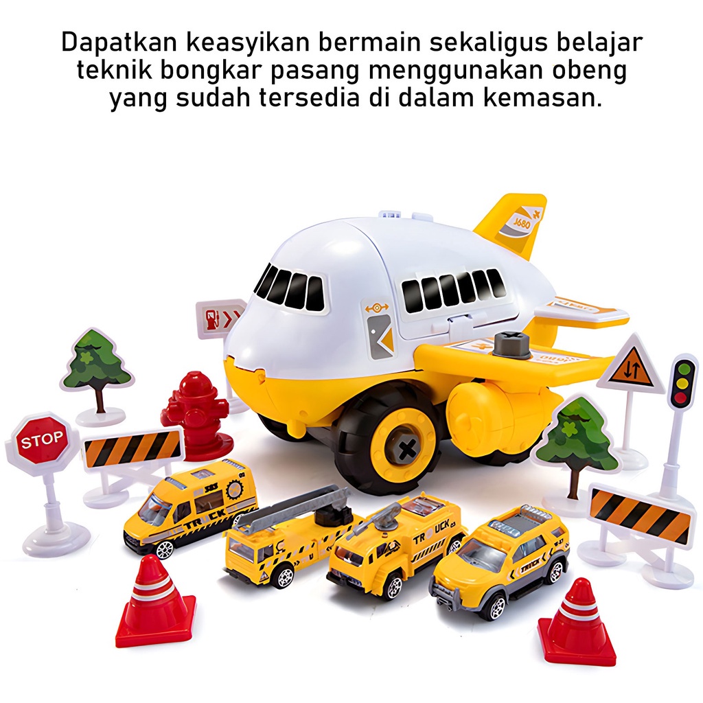 Diy Merakit Pesawat Set Lengkap | Plane Receive Storage 3in1 Mainan Anak Laki Laki Mobil Mobilan Terbaru 2023