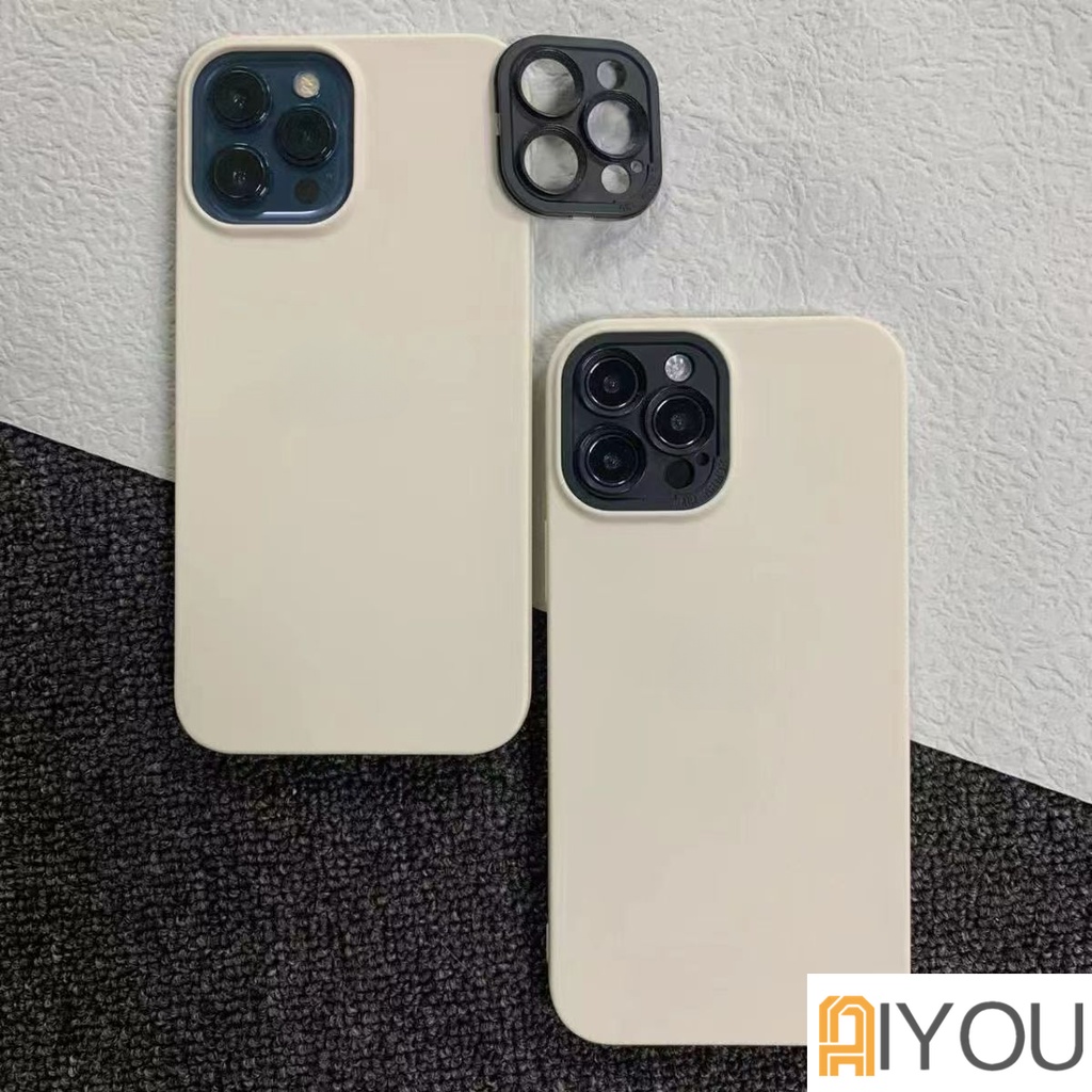 IPHONE Casing Ponsel 2in1 Warna Permen Matte Silikon Full Cover Pelindung Lensa Untuk Iphone14 13 12 11 Pro Max XR X Xs SE 8 7 Plus