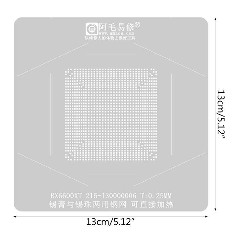 Vivi CPU Reballing Stensil Untuk RX6600XT IC Chip Tanam Timah Template Perlengkapan Mesh