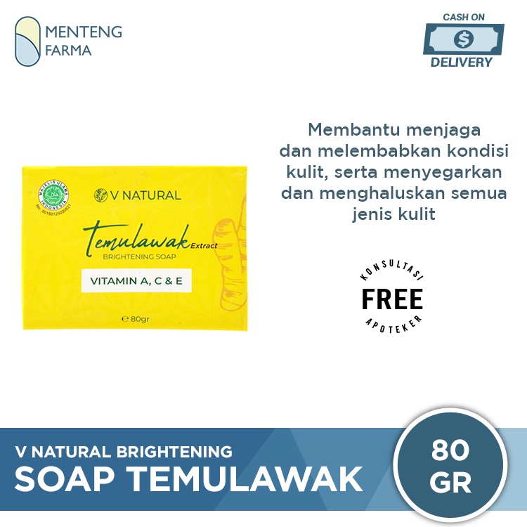 V Natural Brightening Soap Temulawak - Sabun Pencerah Kulit Wajah