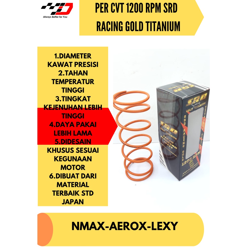 PER CVT 1200 RPM NMAX-NMAX 2020 AEROX LEXI SRD RACING TITANIUM