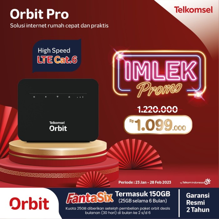 MODEM MIFI WIRELESS ROUTER HKM281 ORBIT PRO SPEED 4G LTE 150GB